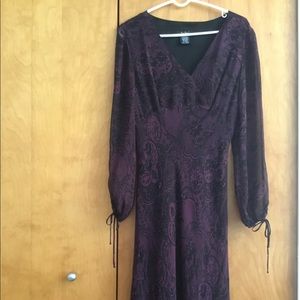 Purple black  silk beaded ankle length dress.